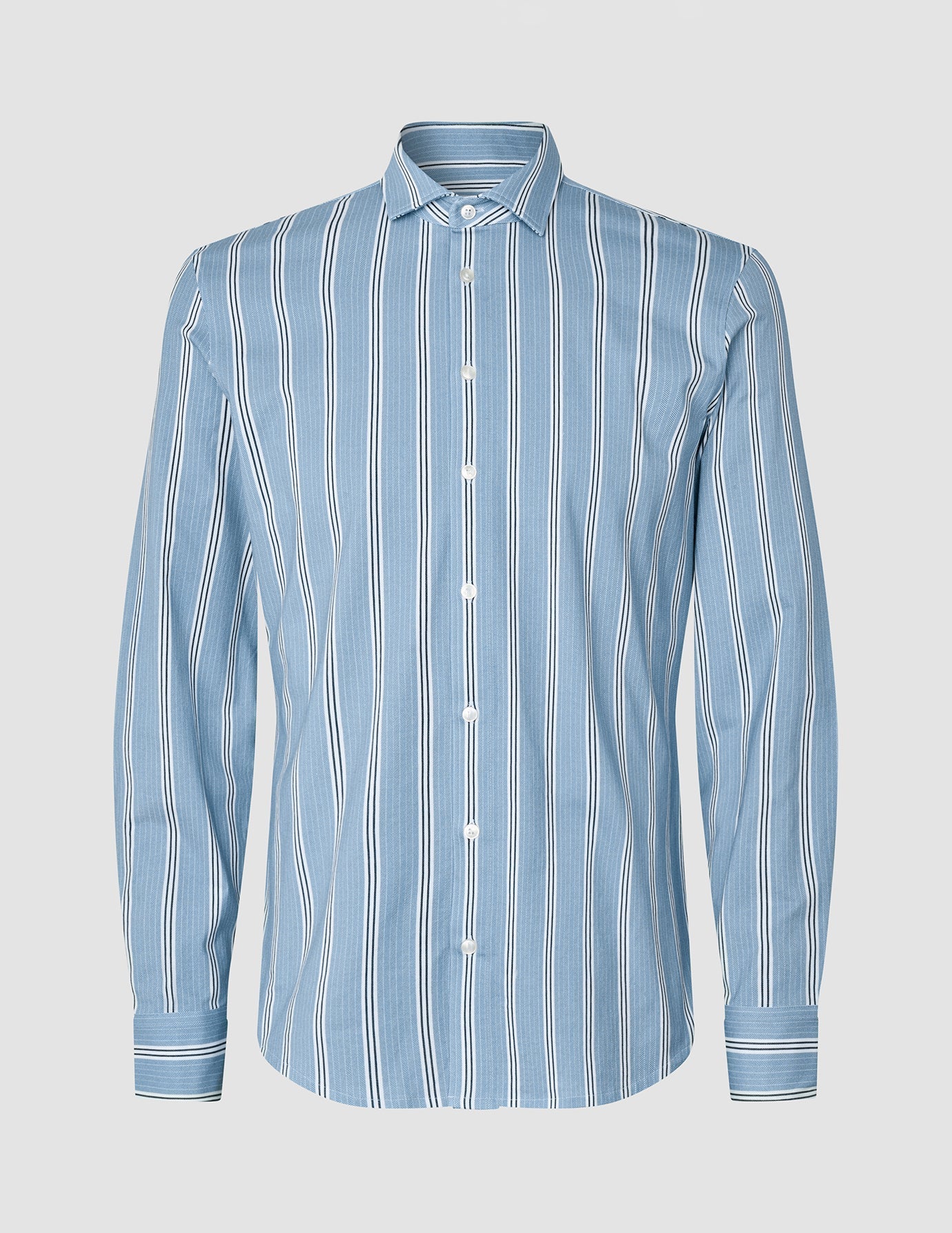 Classic Shirt Light Blue Herringbone Slim